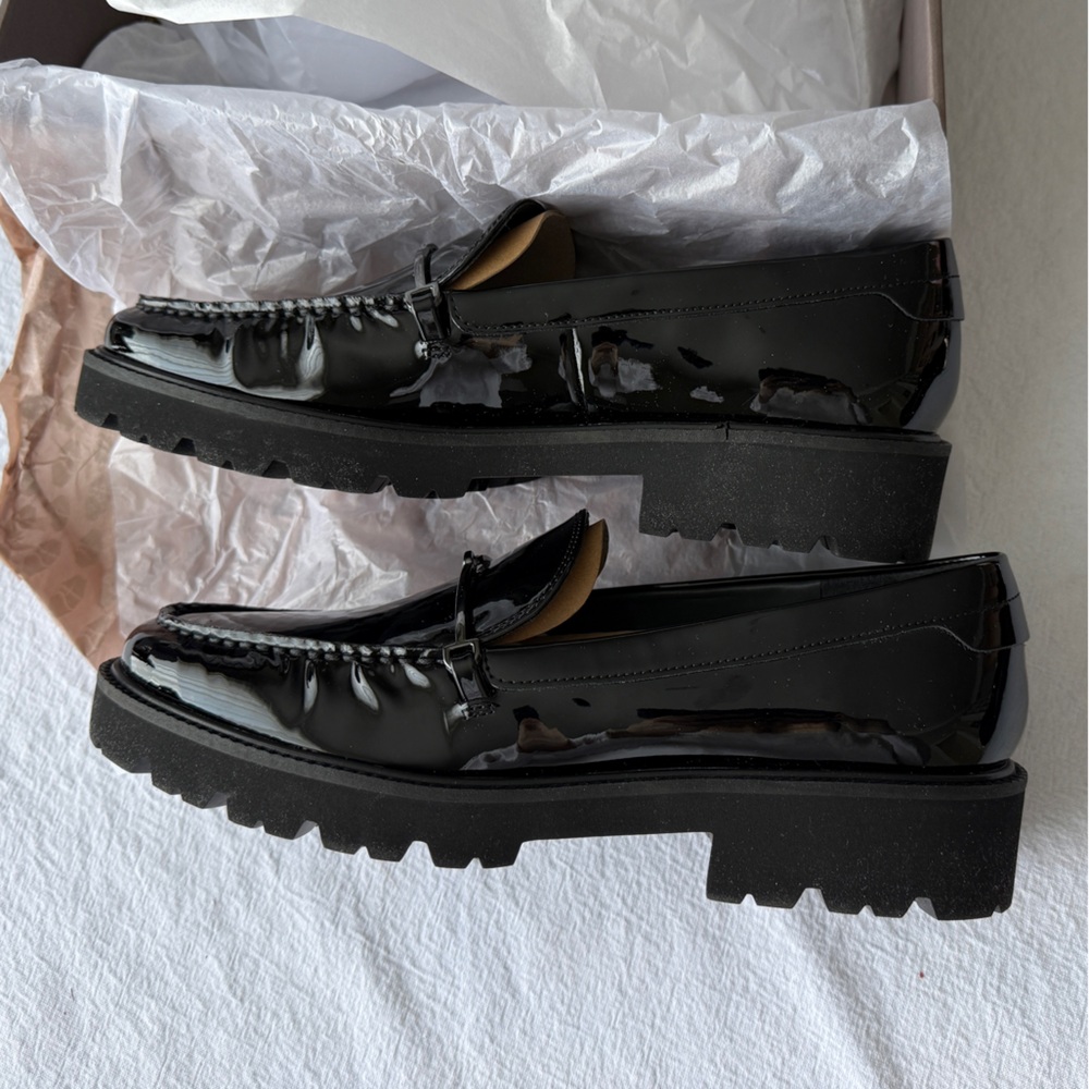 NWT Franco Sarto Senna Lug Sole Loafer Black Patent Leather Size 10 - Picture 7 of 15